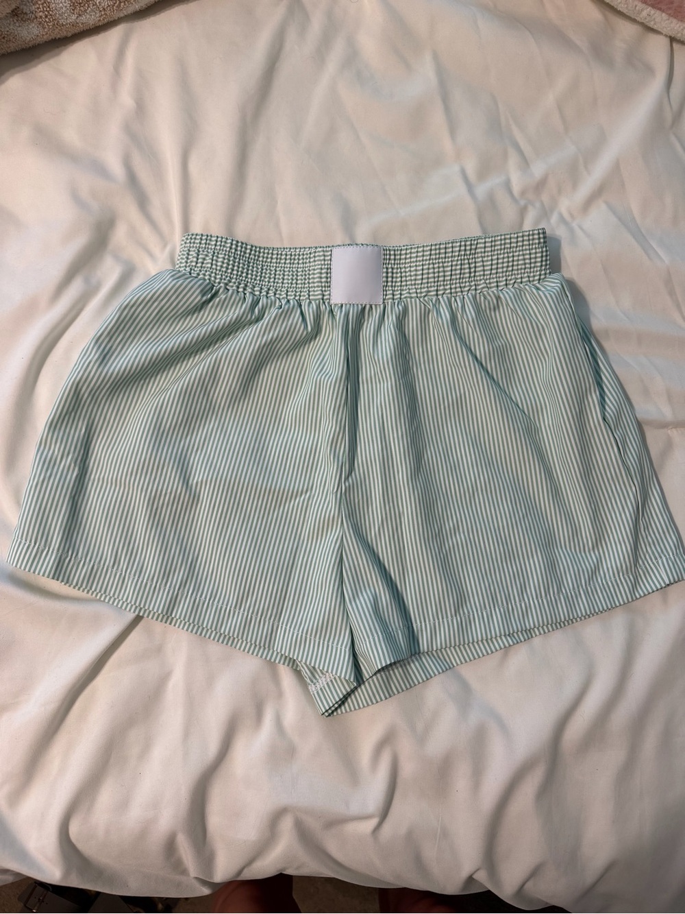 SHEIN Mint Green Pinstripe High-Waist Women's Shorts
